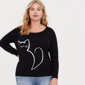 Torrid Black Cat Sweater Size O - New Never Worn